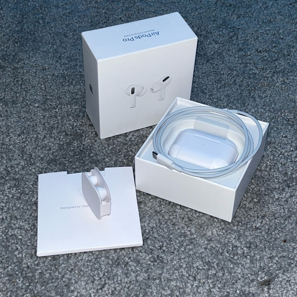 Brand new airpod pros with everything fresh in the box.